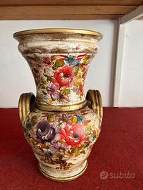 Vaso in terracotta dipinta con effetto craquelé