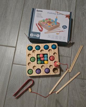 Gioco di pesca Montessori in Legno