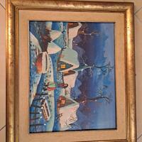 Quadro paesaggio invernale russo 70x60 cm