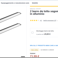 Barre da tetto universali Norauto – Usate 1 volta