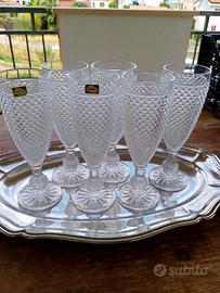 Set di sei bicchieri da champagne in cristallo
