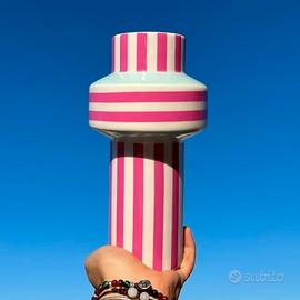 Vaso Ceramica Righe Rosa Menta - Design Pop