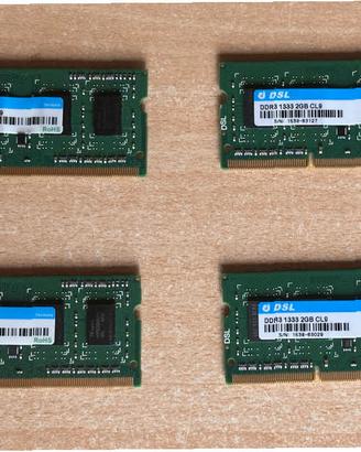 RAM MARCA DSL DDR3 SODIMM PC3-10600 1.5V 4x2GB