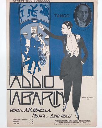 Spartito Musicale D'epoca Addio Tabarin Tango 1920