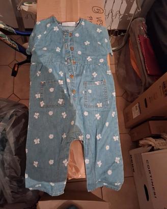 tutina jeans maniche corte 86 cm bimba