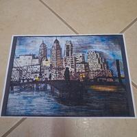 Stampa illustrazione originale "Città di notte"
