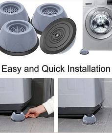 4 PIEDINI ANTI VIBRAZIONE LAVATRICE GOMMA NUOVI