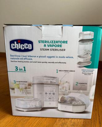 Set Chicco sterilizzatore + scaldabiberon + 2 bibe