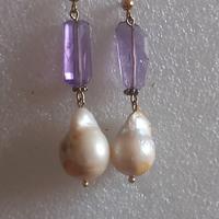 orecchini perla barocca e ametista
