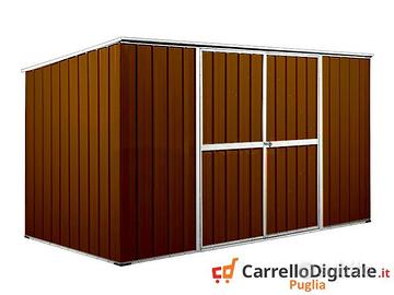 Casetta giardino in Acciaio 345x186cm legno scuro