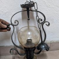 lampadario in ferro battuto anni 70