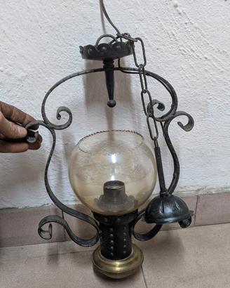 lampadario in ferro battuto anni 70