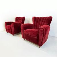 Coppia di poltrone 1940 - velluto bordeaux