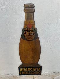 Insegna in latta aranciata S. Pellegrino anni 40