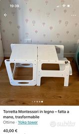 Torretta Montessori in legno bianco Yoko To
