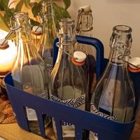 5 bottiglie di vetro 