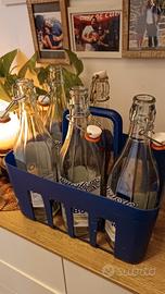 5 bottiglie di vetro 