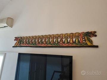 Pannello legno balinese drago da parete lungo