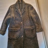 cappotto lana cotta tipo bouclè grigio da donna
