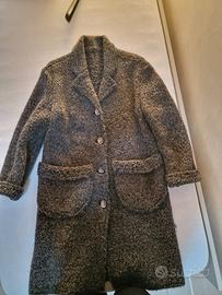 cappotto lana cotta tipo bouclè grigio da donna
