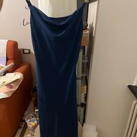 Vestito cerimonia blu con sciarpa abbinata