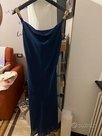 Vestito cerimonia blu con sciarpa abbinata