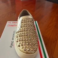 Scarpe slip on oro n.37