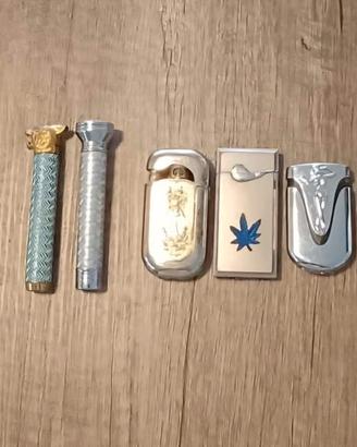 Lotto 5 Accendini Vintage Metallo e Collezione
