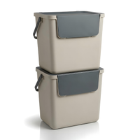 Set 2 pattumiere per differenziata, 2x30l, beige