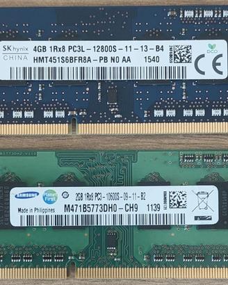 Memorie SoDimm DDR3 e DDR2