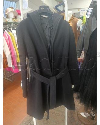 CAPPOTTO DONNA LORO PAINA NERO IN CASHMERE CON CAP