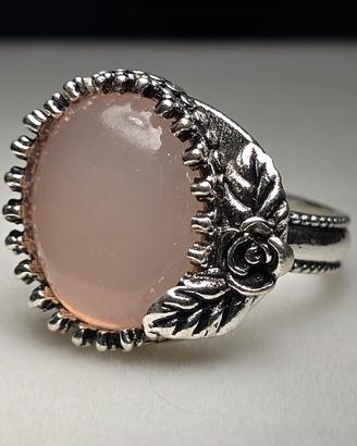 Anello placcato argento con pietra rosa