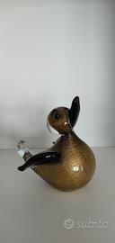 anatra/papera vetro di Murano con foglia oro 