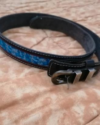 cinta in vera pelle  95 cm nera e blu