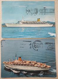 2 cartoline,anni 60/70,transatlantici da Crociera 
