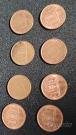 set di 8 monete da 1 centesimo del 2002