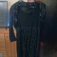 vestito e bolero con paillettes nero o bluet