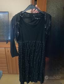 vestito e bolero con paillettes nero o bluet