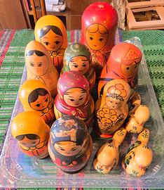 Collezione di 10 Matrioske Russe Antiche e Autenti