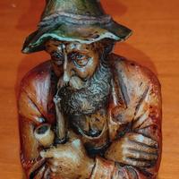 Candela vintage mezzo busto uomo con pipa 