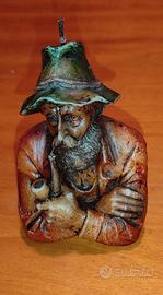 Candela vintage mezzo busto uomo con pipa 