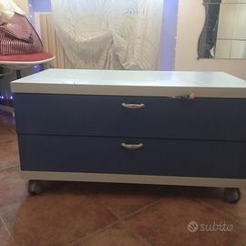 Cassettiera 90x40x46 cm con ruote e 2 cassetti