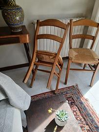 6 sedie in legno e paglia