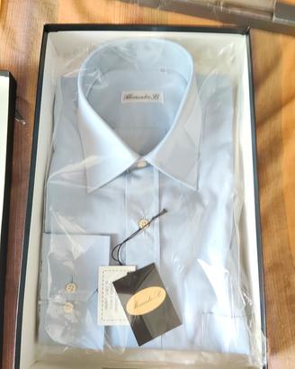 Camicia Uomo Alessandro B. 100% Cotone Azzurra