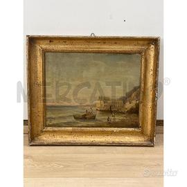 QUADRO OLIO SU TELA EPOCA - GOLFO CON PESCATORI 50