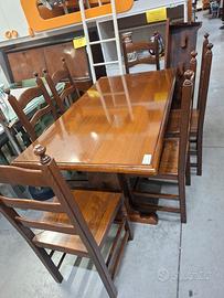 Tavolo arte povera con 6 sedie 