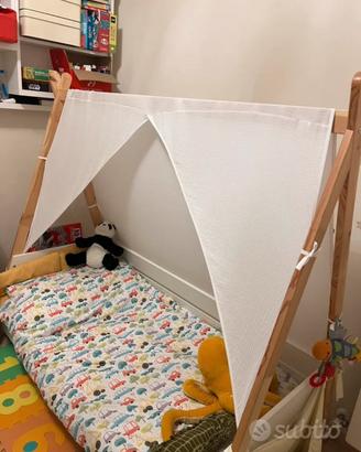 Letto Montessori con materasso e biancheria