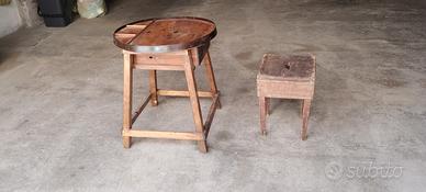 Calzolaio tavolo antico e sgabello 