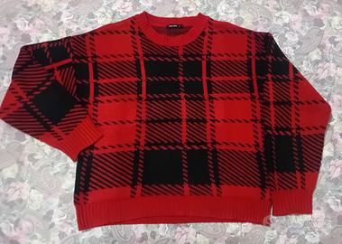 Maglione caldo Calliope simil tartan L oversize