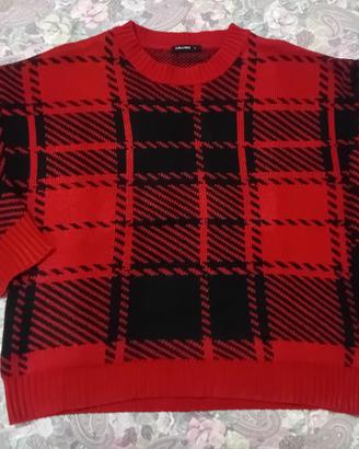 Maglione caldo Calliope simil tartan L oversize
